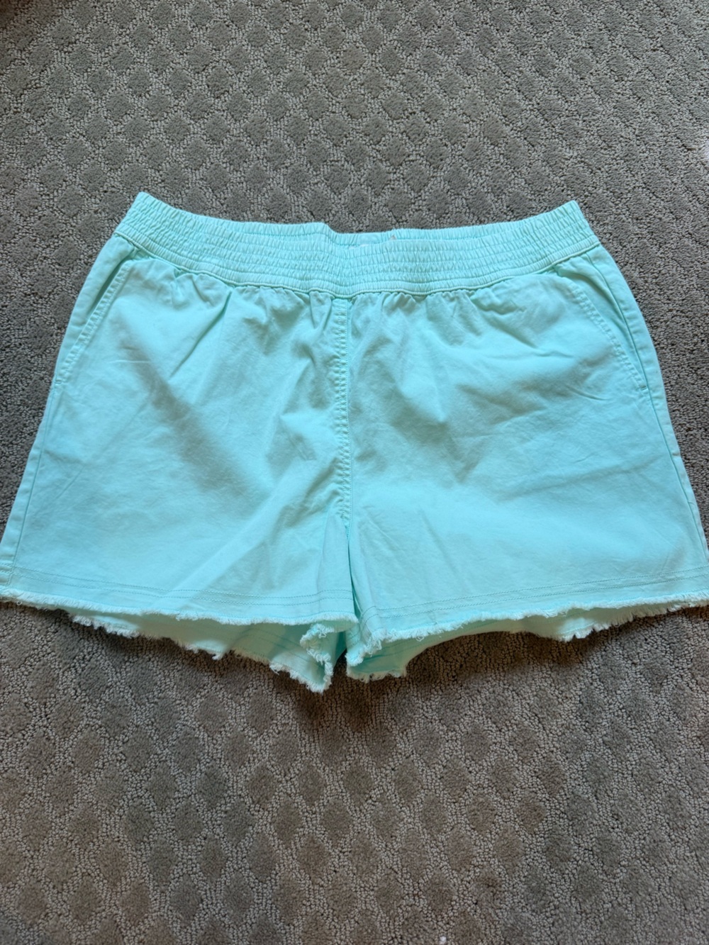 Vineyard Vines Light Aqua High-Waist Smocked Shorts